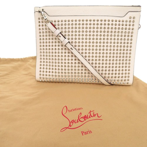 AUTHENTIC Christian Louboutin 2WAY Clutch bag Sky Pouch Spike Studs Shoulder Bag - Picture 2 of 8