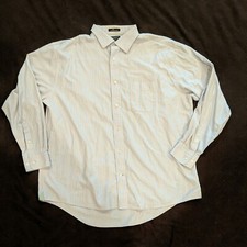 Herold Powell Long Sleeve Dress Shirt Blue And Gold Size 17.5 Neck, 34/35 Sleeve