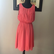Alice + Olivia Coral Silk Mini Open Back Pleated Sleeveless Dress Size S/P