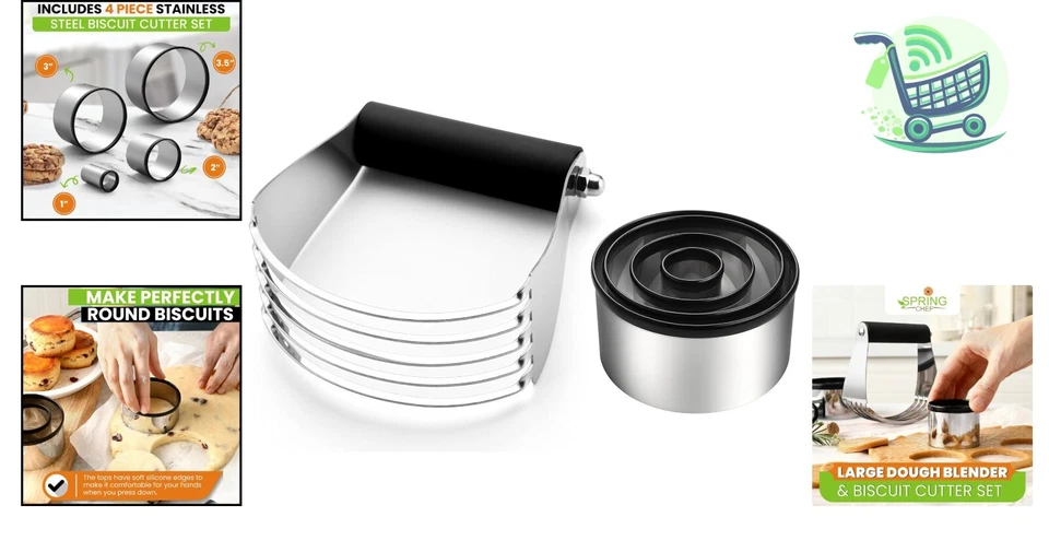 Batidora de masa profesional con agarre suave y 4 cortadores de galletas de acero inoxidable Foto 2 de 4