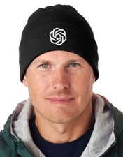 ChatGPT Chat GPT OpenAI Open AI Logo Design on Hat Solid 12″ Cuffed Knit Beanie
