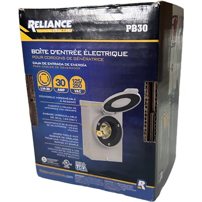 RELIENCE PB30 30 AMP OUTDOOR  POWER INLET BOX METAL L14-30 125/250 VAC