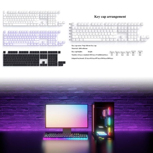 Decorative Silicone Keycaps in Sweet Colors, Soft Feel Quiet Typing Keycap Set - Afbeelding 7 van 10