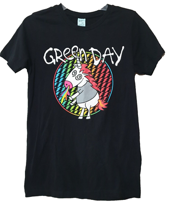 Green Day Sz Small Black Graphic Unicorn Cotton Short Leave T-Shirt Dress  Rock | eBay