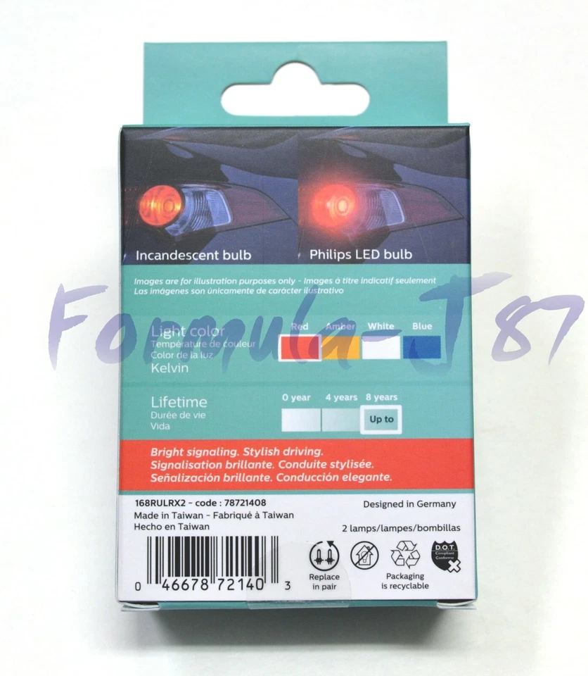 Philips Ultinon Luz LED 168 Rojo Dos Bombillas Marcador Lateral Trasero Estacionamiento Reemplazar Ajuste Foto 4 de 4