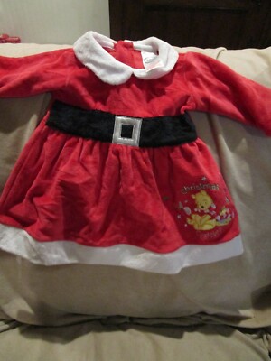 WDW Disney Baby Winnie the Pooh Christmas Cuddles Infant Dress Size 0 -3 Months