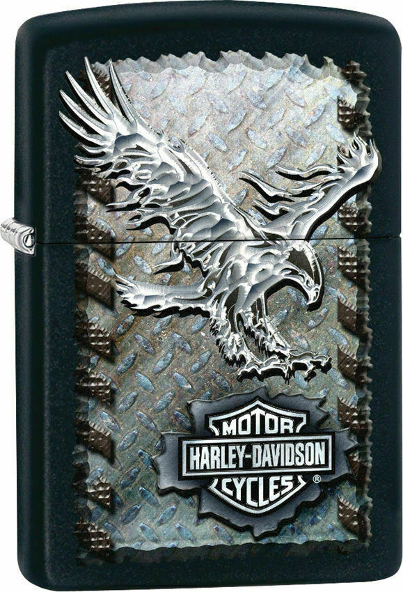 Zippo Harley Davidson Black Matte LIghter, Iron Eagle, # 28485