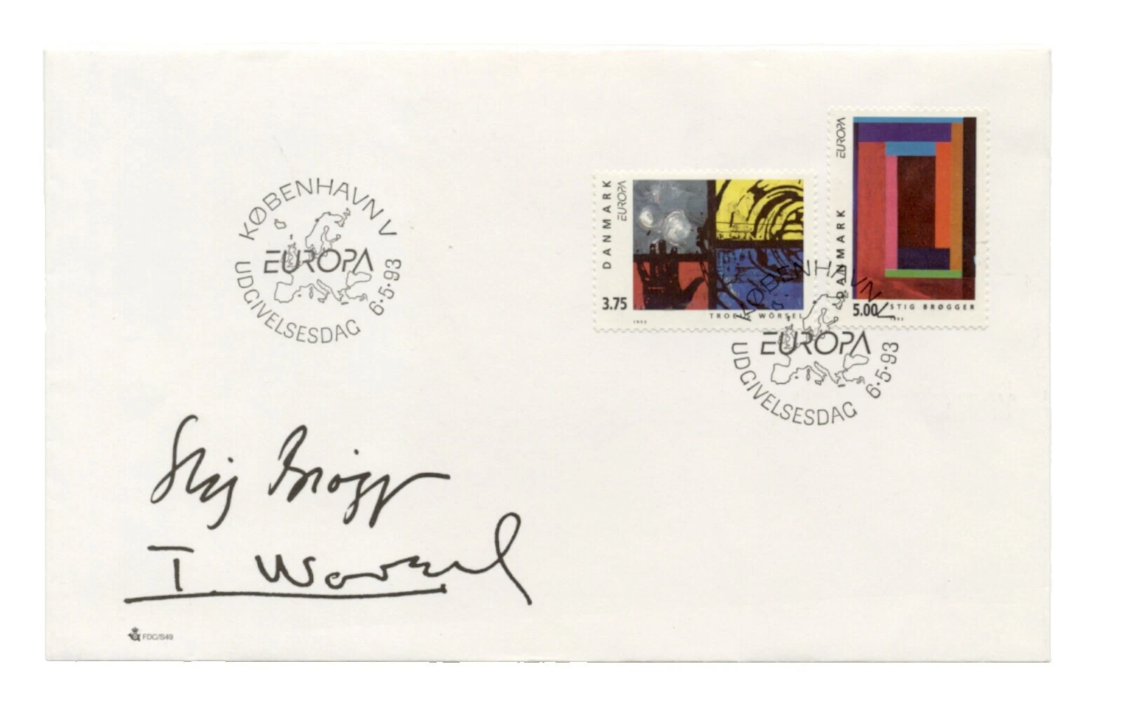 Марки на тему Искусство, художники, первый день выпуска Дании и Фарерских островов