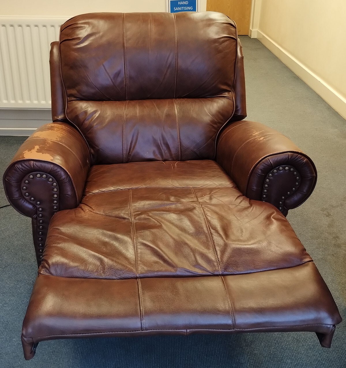Sofology Heritage Electric Brown Leather Power Recliner Armchair Pocket