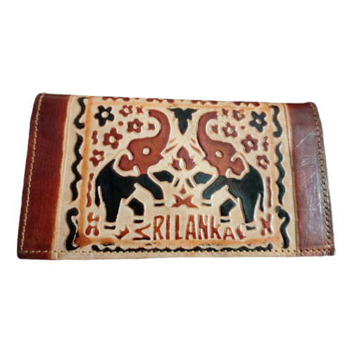 de cuero de vaca genuino puro carteras Marrón Slim Elefante Estampado |