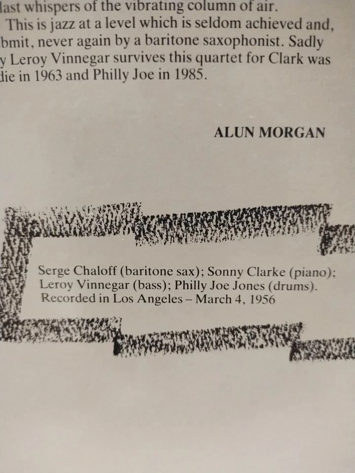 SERGE CHALOFF Blue Serge SCARCE 1986 NM AFFINITY LP Philly Joe Jones UK IMPORT Foto 4 de 4