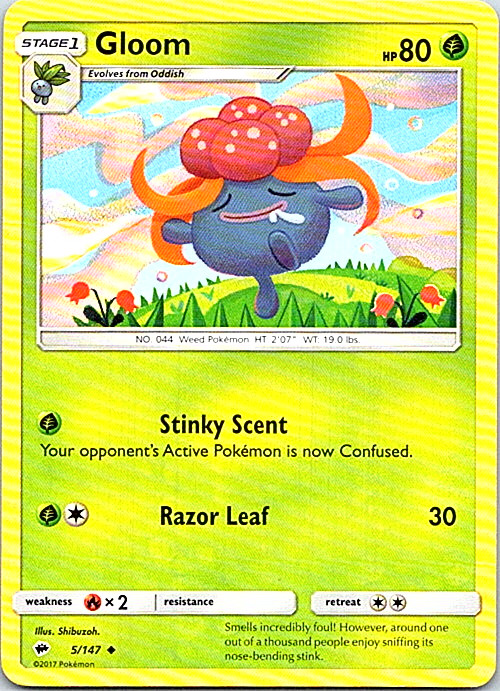 Gloom 5/147 Pokemon Burning Shadows Regular Light Play
