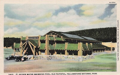 #ad #ad Yellowstone Park Old Faithful Geyser Swimming Pool Hot Springs Vtg Postcard E22 $3.95