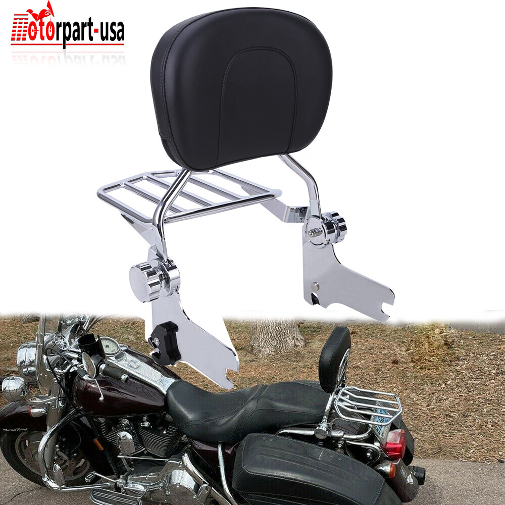 Chrome Backrest Sissy Bar + Luggage Rack For Harley Touring Road King FLHR 94-08