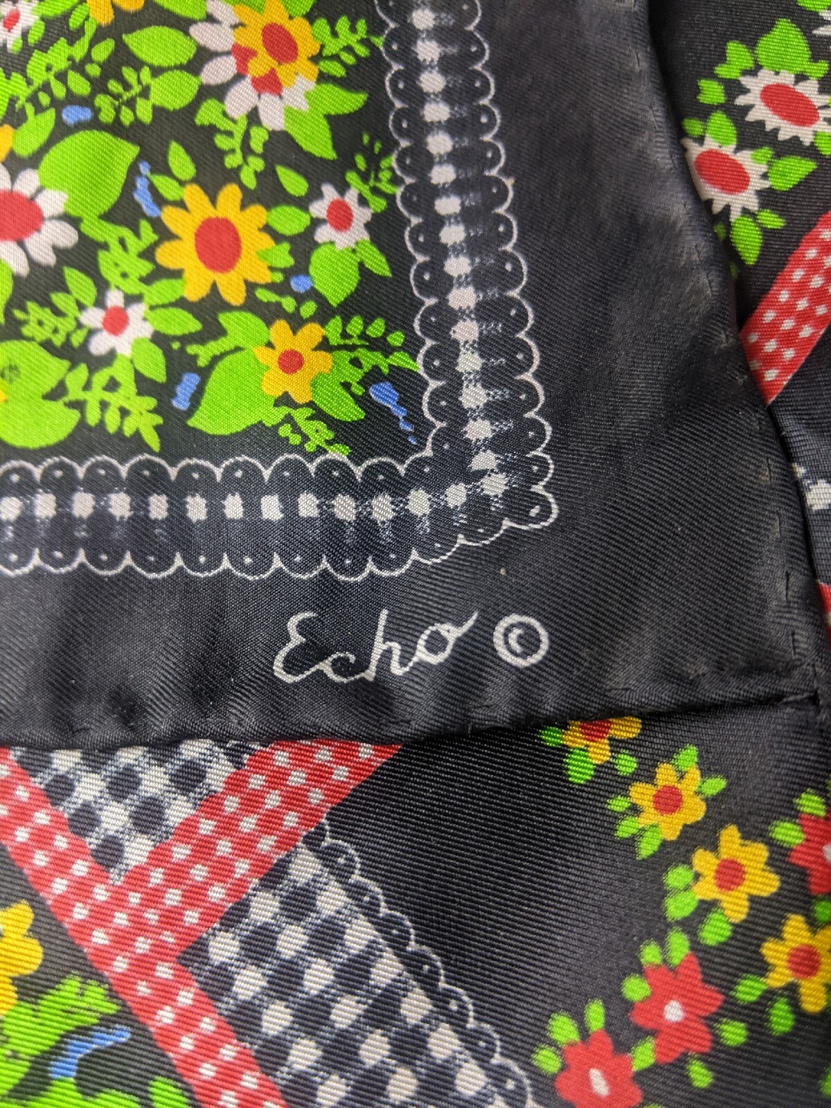 Echo Silk Scarf Square Patchwork Print Multicolor… - image 2