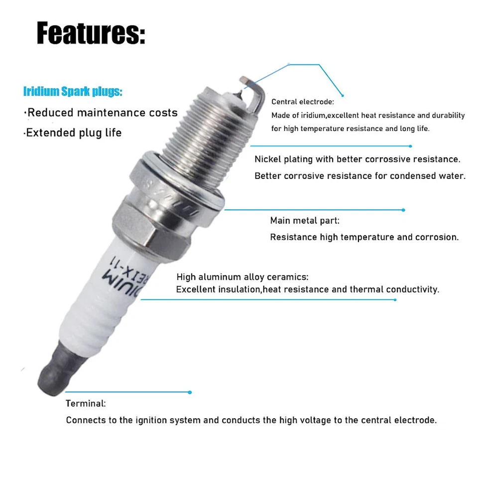 6 piezas bujías de iridio para Dodge Dakota Ram 1500 1998-2004 3,7 L 3,9 L V6 Foto 4 de 4