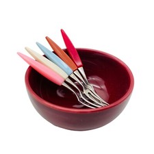 WÄCHTERSBACH Keramik Schale weinrot rot mit Pickeln Kunststoff Metall Vintage