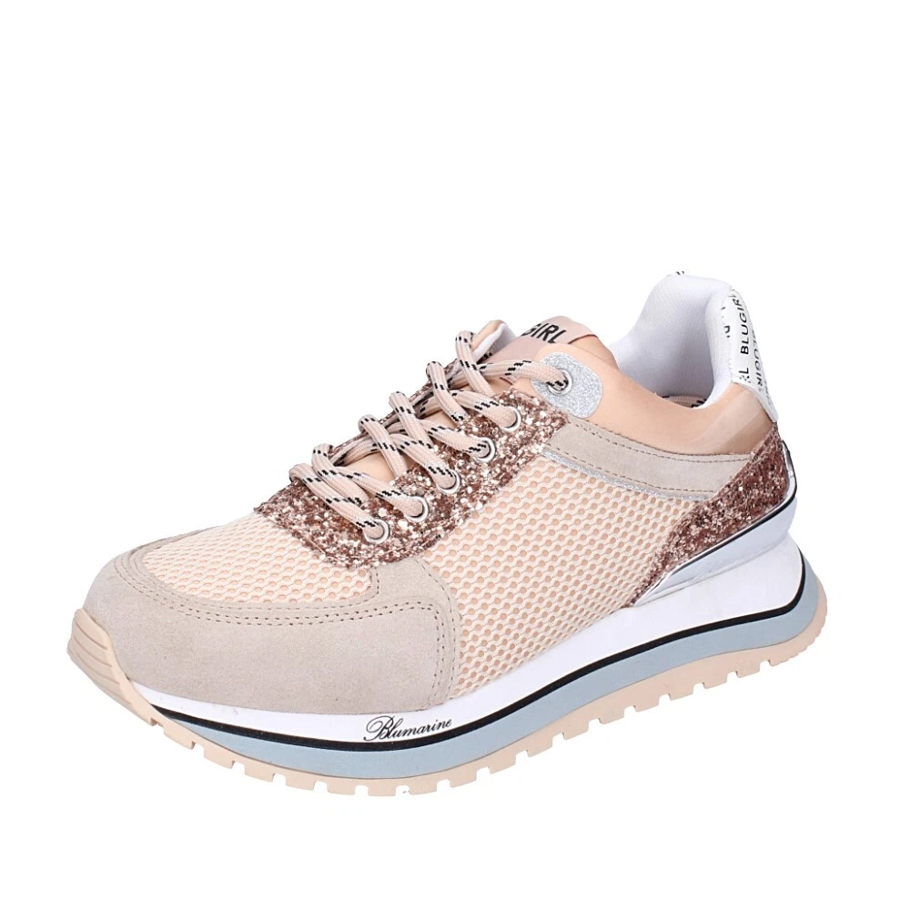 scarpe donna BLUGIRL BLUMARINE sneakers rosa tessuto beige