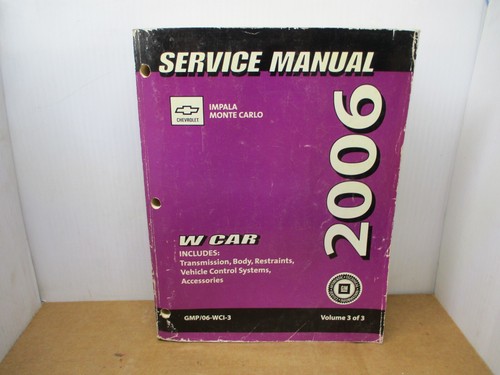 2006 Chevy Chevrolet Impala & Monte Carlo Servicio Tienda Reparación Manual 1&3 - Imagen 5 de 8