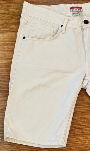CASTRO JEANS White Denim Jean Shorts Sz 32 - 100% Cotton - Bild 2 von 8