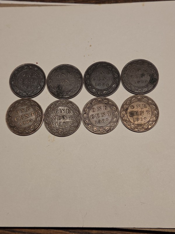 8 Pcs Canada Large Cents 1882 - 1910 Lot 7-11