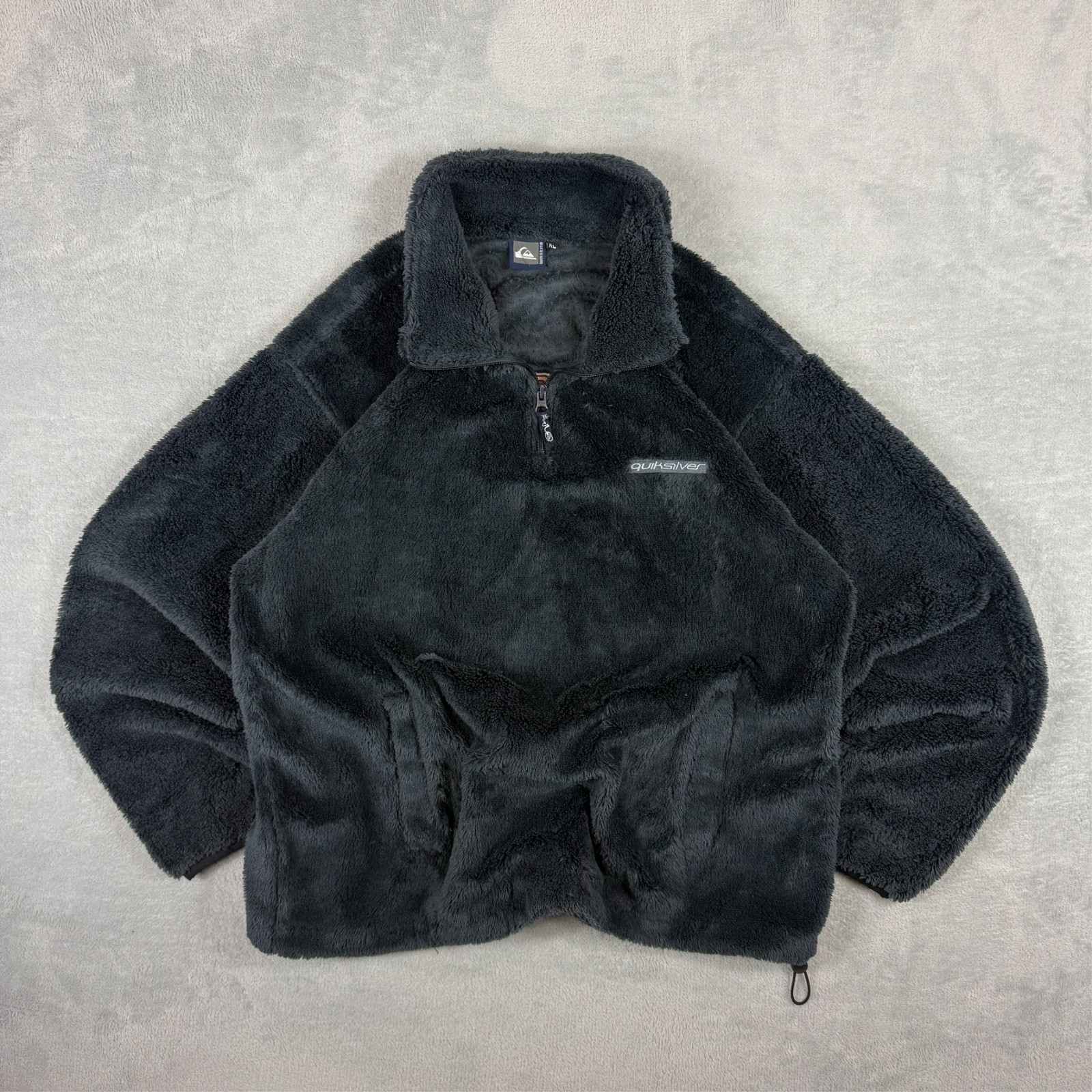VTG Quiksilver 2000s Ink Blue Grey Spellout Sz XL Quarter Zip Fleece Sweatshirt image 4