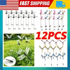 12Pcs Indoor  Outdoor Fake Dragonfly Rod Clip, Dragonfly Clip Bug Repellent, 3D