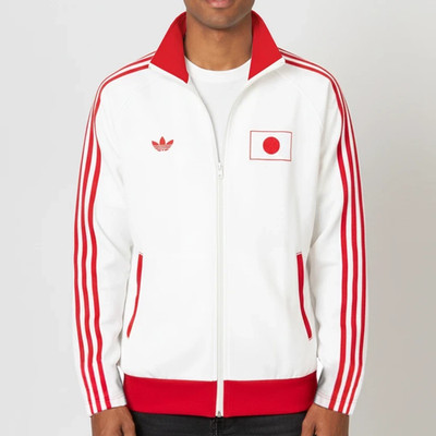 Men's Vintage Adidas Japan Olympic Track Jacket White & Red Cotton