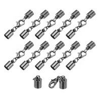 10Er-Set 6Mm Leder-Endkappen FüR Clips Mit Metallschwarz