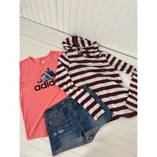 Abercrombie and Fitch Adidas & AG ED Denim Tee Hoodie Shorts Bundle Sz 13/14 YO