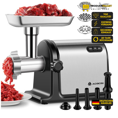 Fleischwolf 3000W Edelstahl 3-in-1 mit Zubehör für Hackfleisch Wurst Gemüse