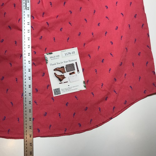 Izod Button Down Shirt Mens 2XLT Pink w/ Blue Mini Seahorse Print Pocket Casual - Picture 13 of 14