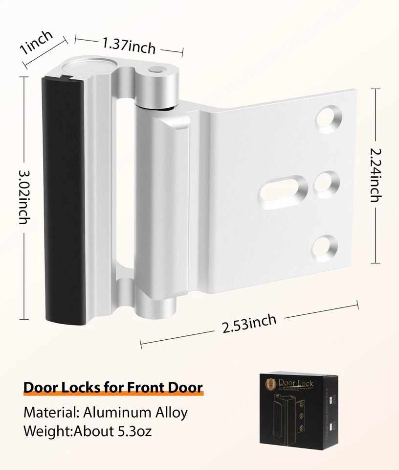 Внутренний дверной замок DPB 3 шт. для безопасности детей, комплект усиления домашней безопасности — США - Изображение 3 из 4