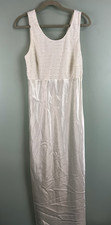 VTG 90s Victorias Secret Sz M Pearl Beaded Satin Ivory Maxi Slip Dress Bridal