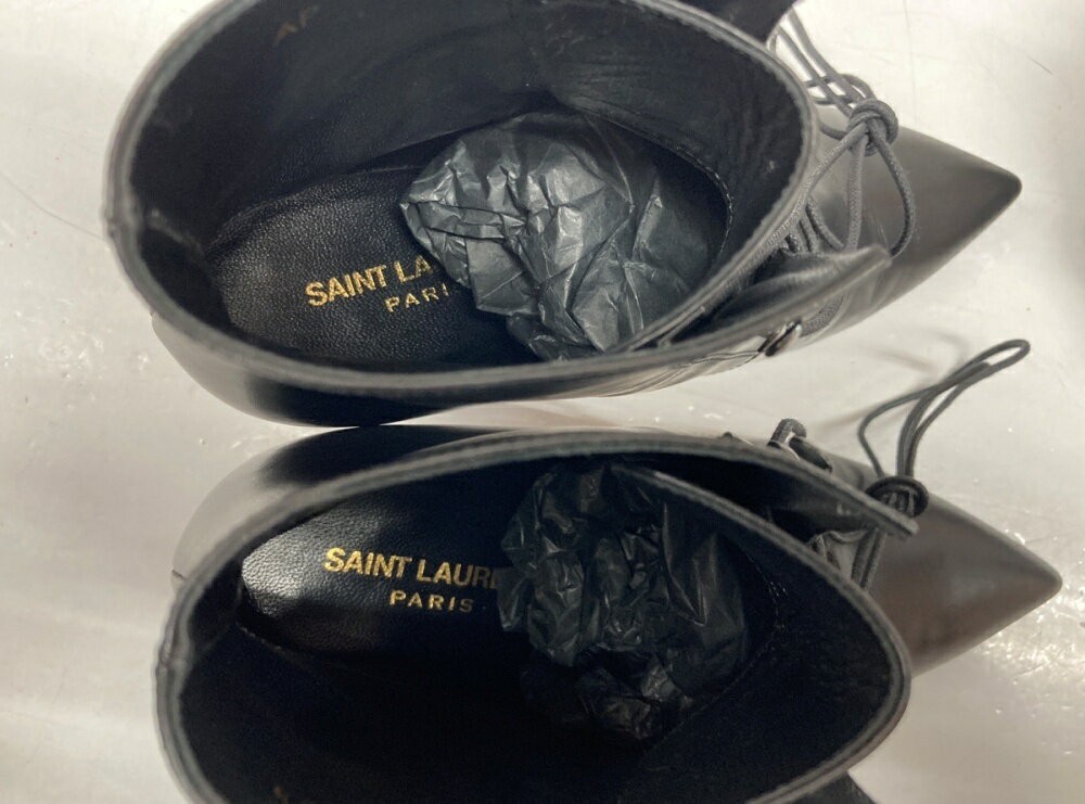 Saint Laurent Short Boots Shoes EU 36.5 US 6.5 Leather Black Authentic thumbnail 18