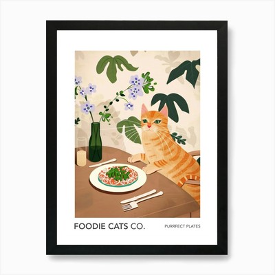 Foodie Cats Co Katze und Pasta mit S gerahmtes Wandbild Poster Leinwanddruck Bild