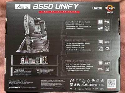 Msi Meg B550 Unify Motherboard Atx Amd B550 Chipset Ryzen 5000 Series Ready