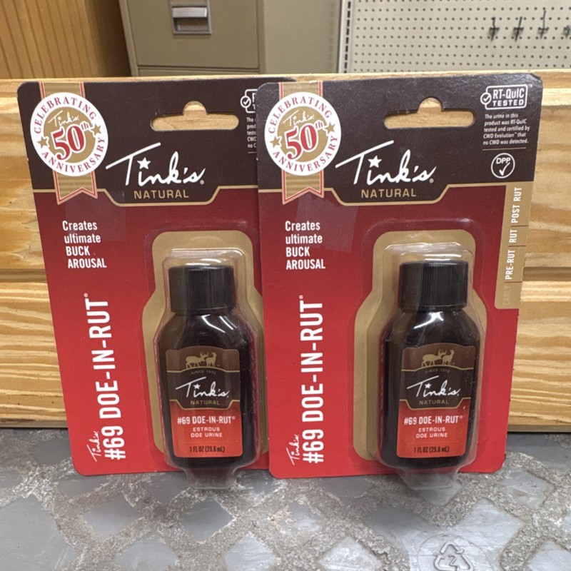 Tink's #69 DOE-IN-RUT Deer Lure RT-QuIC Tested Attractant Brown Plastic 1 oz