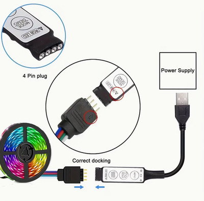 RGB LED Strip Lights with Remote USB Flexible Room & TV Backlight 16.4ft