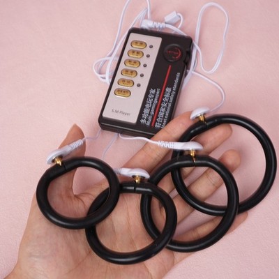 Electro E-Stim Cock Ring Shock Therapy Stimulate 4PC Penis Ring Sex Toy for  Male | eBay