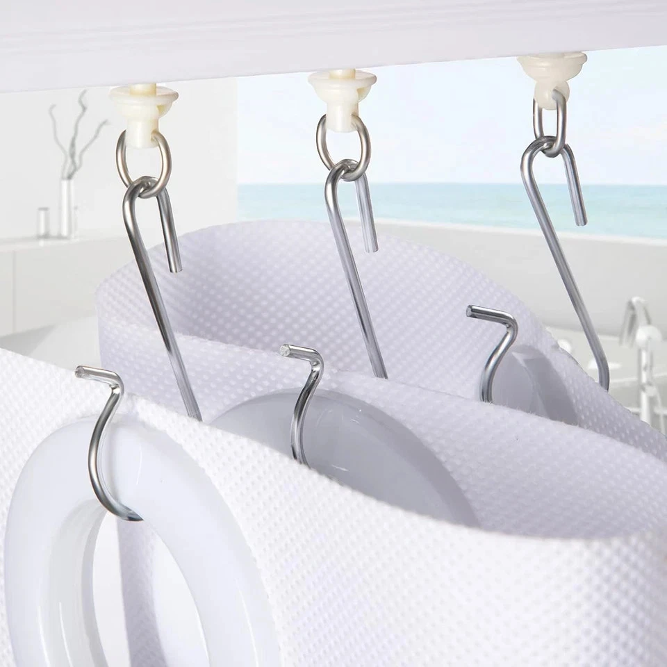 60 peças cortina de chuveiro pacote com 30 peças ganchos e 30 peças planadores para trilhos e - Imagem 2 de 4