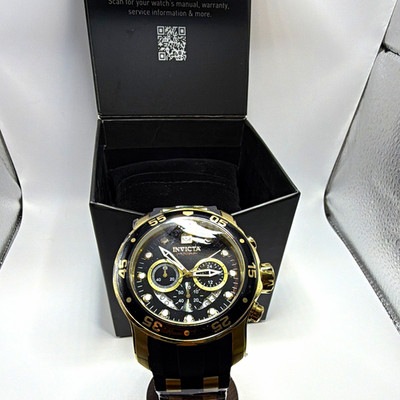 Invicta Pro Diver 6981 Quartz Chronograph Date 48mm 100m Black/Gold Diver w/ Box
