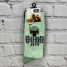 Disney Star Wars Novelty Crew Socks Boba Fett 2 Pair Men's Shoe Size 6.5-12 NWT