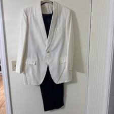 After Six by Rudofker 40L Ivory Tuxedo Jacket  Vest Black Pants 36R