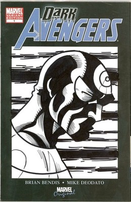 DARK AVENGERS 1 DF DYNAMIC FORCES SIGNED HAESER BULLSEYE HAWKEYE SKETCH MARVEL