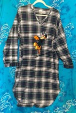Vintage Disney Store Tigger Plaid Flannel Gown Sleep Shirt Nightshirt OS S M L
