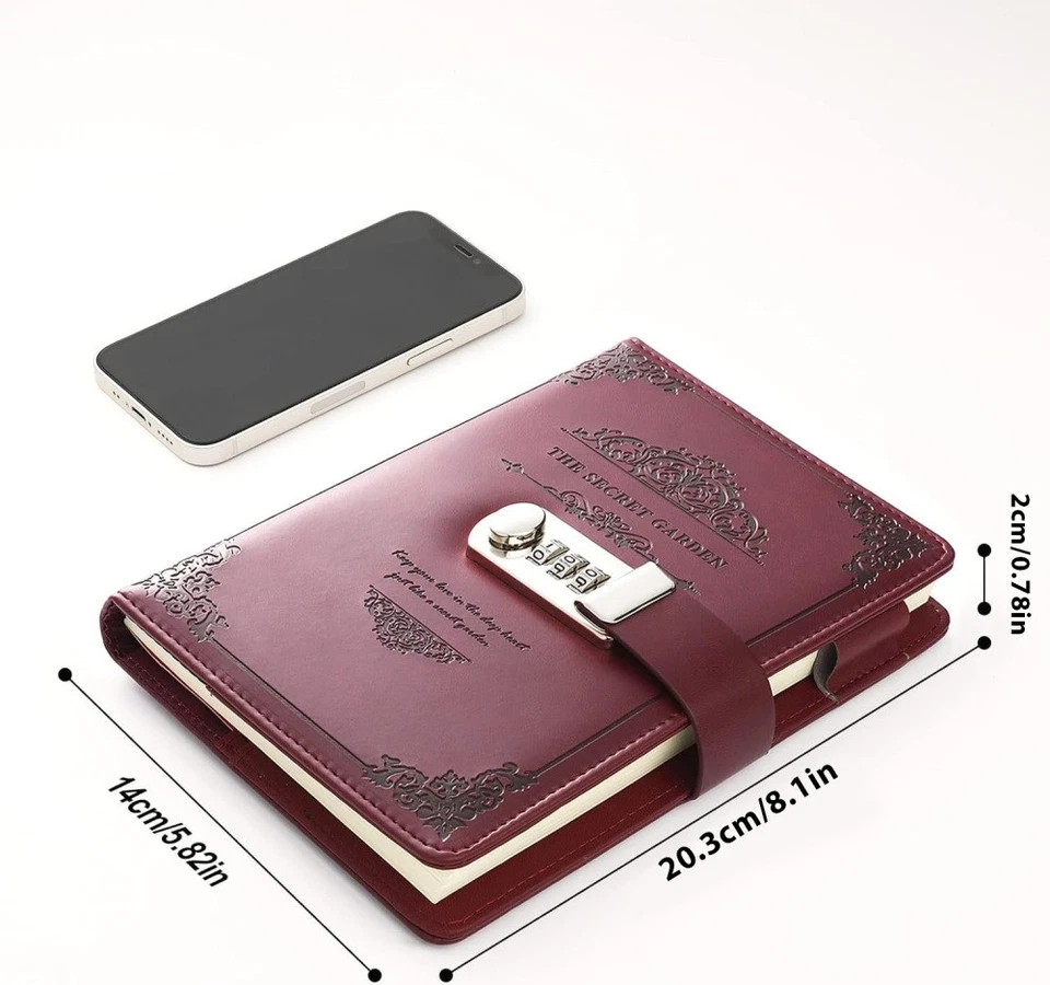 A5 Tagebuch mit Schloss Journal Schloss Niedliches Tagebuch Leder Notizbuch DHL - Bild 4 von 4