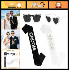 Just Married Bride  Groom Sunglasses  Sashes Set for Wedding Party Fun