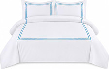 Luxury 400-TC Egyptian Cotton 3PC Duvet Cover Set, Light Blue, Full/Queen