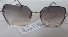 Image of Accessorize London Gold Geometric Sunglasses Brown Gradient Lens Metal Frame